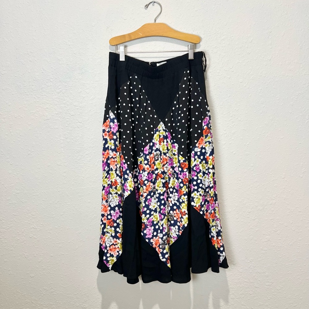 Maeve Diamond Mosaic Midi Skirt Medium Anthropologie Patchwork Multicolor Floral